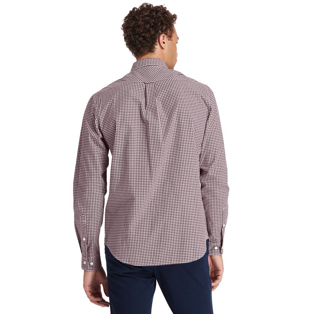 Camisa Masculino - Timberland Suncook River Long-Sleeve Poplin Gingham - MZAUN1623 - Rosa